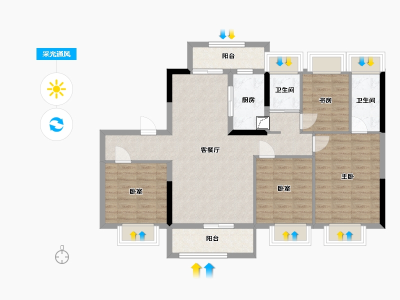 湖南省-衡阳市-富力碧桂园衡中心-121.00-户型库-采光通风