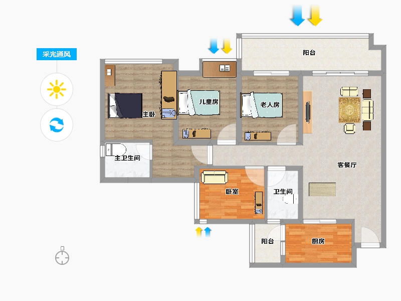 四川省-乐山市-滟澜洲-113.24-户型库-采光通风