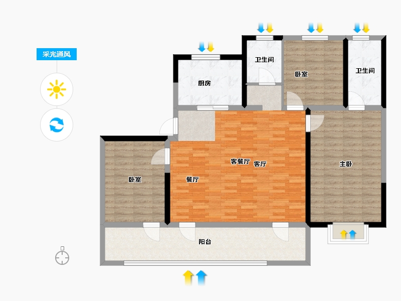 山东省-青岛市-漫山兰庭-120.00-户型库-采光通风