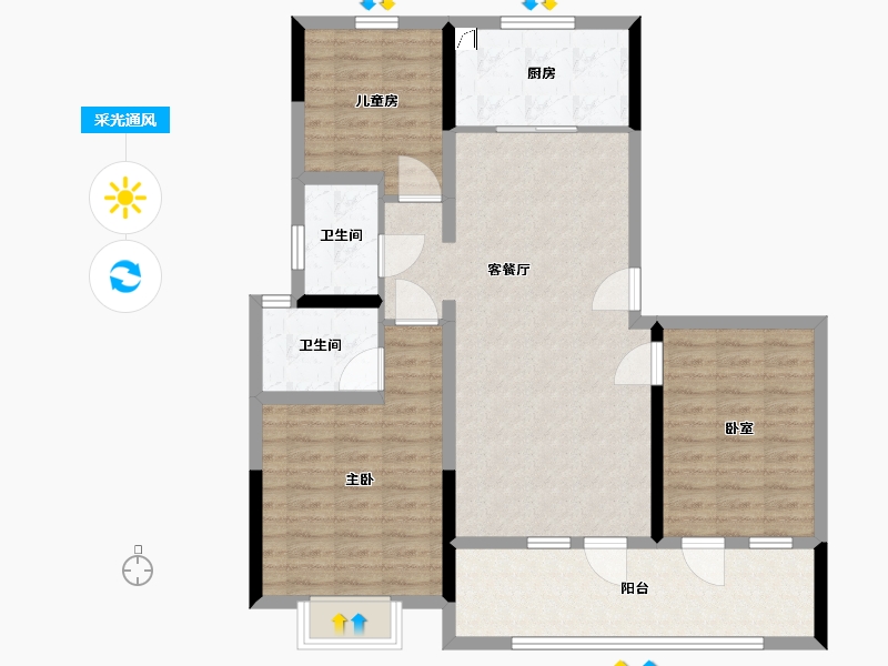 山东省-青岛市-漫山兰庭-100.00-户型库-采光通风