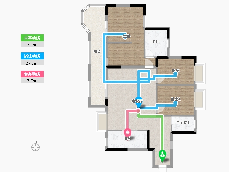 广西壮族自治区-南宁市-汉军冠江台-105.00-户型库-动静线