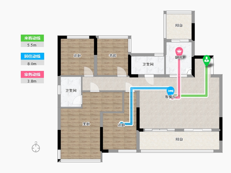 四川省-绵阳市-圣桦公馆-126.65-户型库-动静线