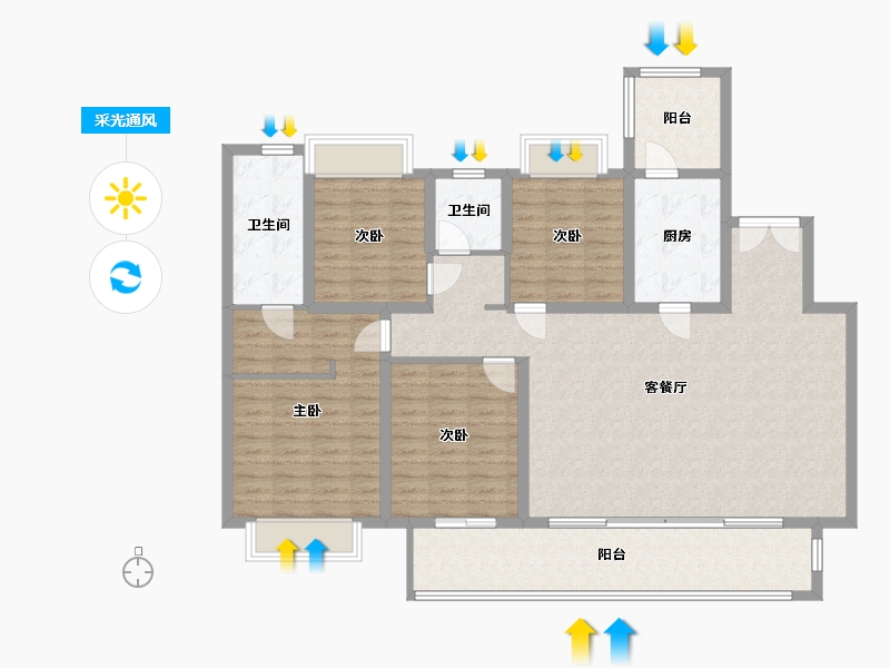 贵州省-贵阳市-融创玖境台-158.00-户型库-采光通风