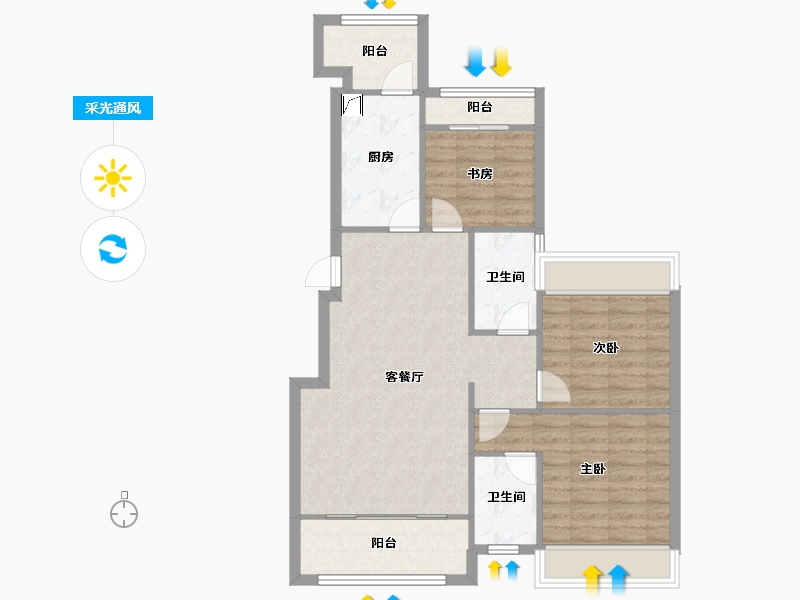 重庆-重庆市-力帆翡翠郡-87.00-户型库-采光通风