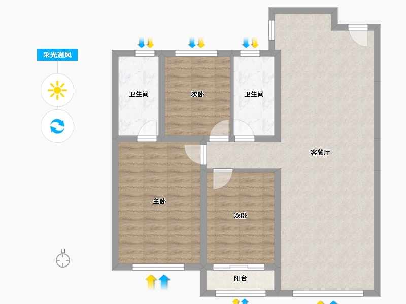 黑龙江省-哈尔滨市-融创-98.00-户型库-采光通风