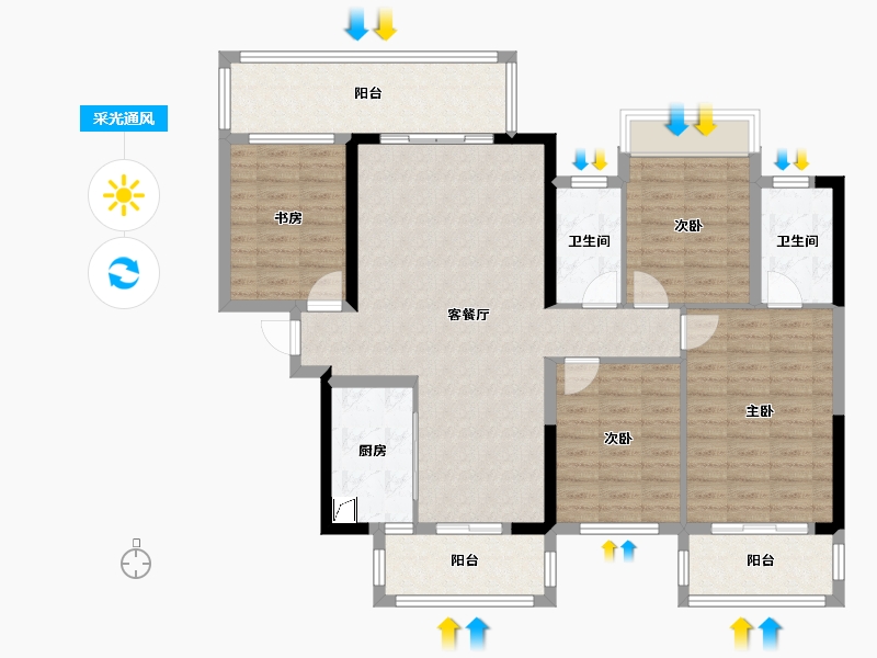 广西壮族自治区-南宁市-檀府印象檀逸-120.00-户型库-采光通风