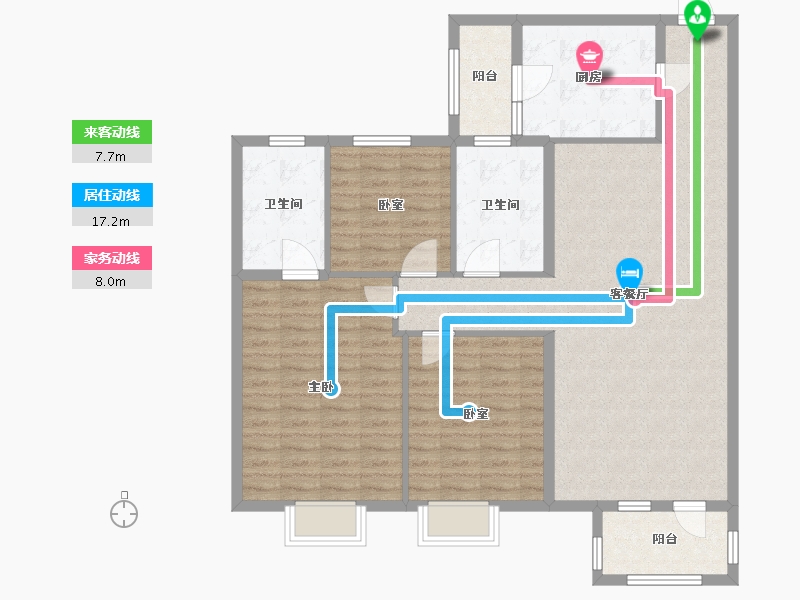 江苏省-苏州市-昆城景苑-91.61-户型库-动静线