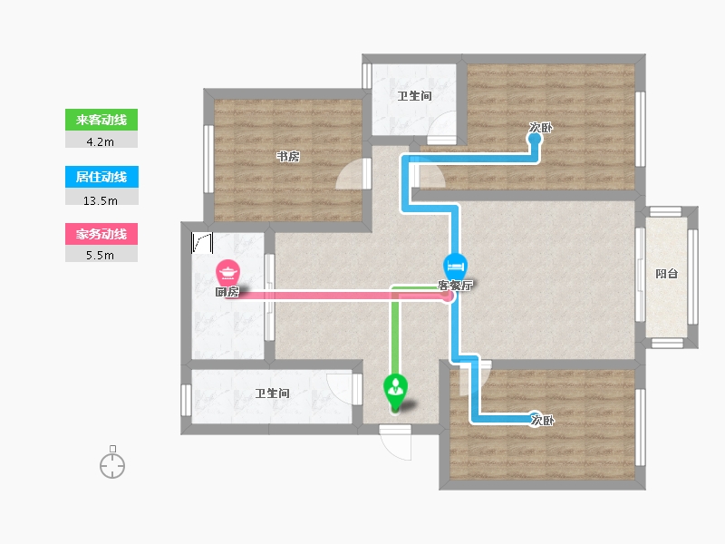 河北省-衡水市-碧水雅居-105.00-户型库-动静线