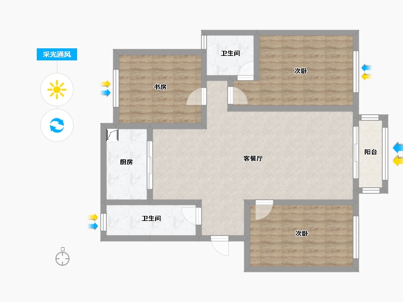 河北省-衡水市-碧水雅居-105.00-户型库-采光通风