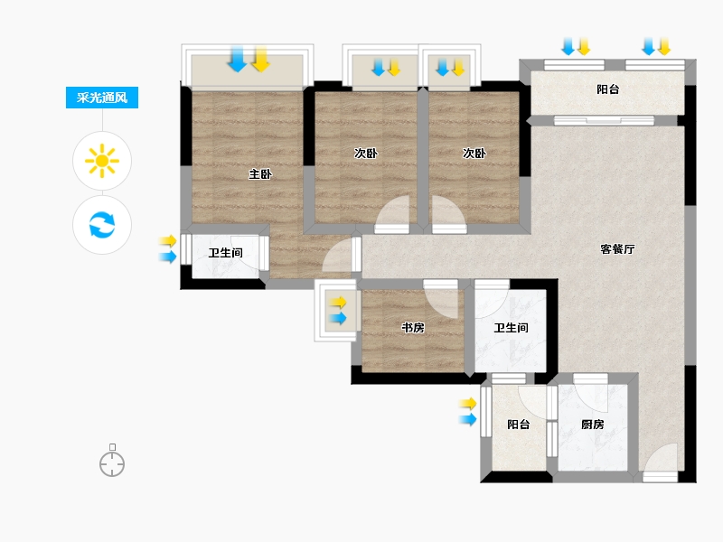 重庆-重庆市-高铁景苑-105.27-户型库-采光通风