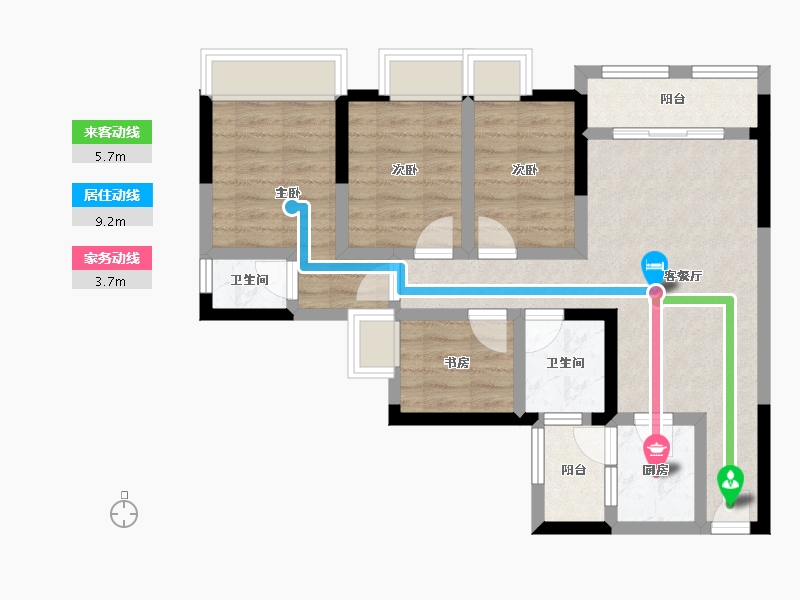 重庆-重庆市-高铁景苑-105.27-户型库-动静线