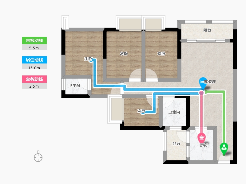 重庆-重庆市-高铁景苑-105.27-户型库-动静线