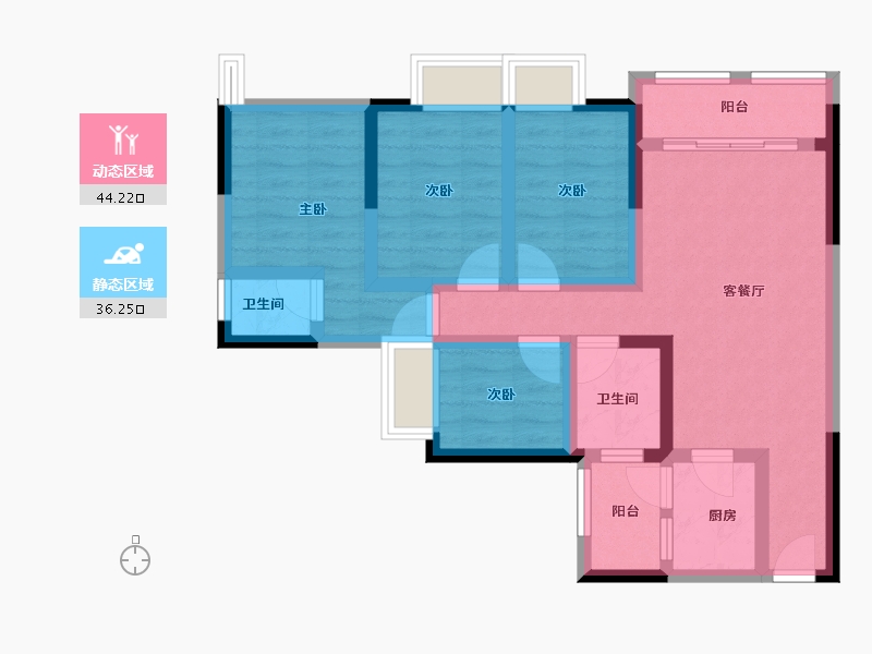 重庆-重庆市-高铁景苑-105.27-户型库-动静分区