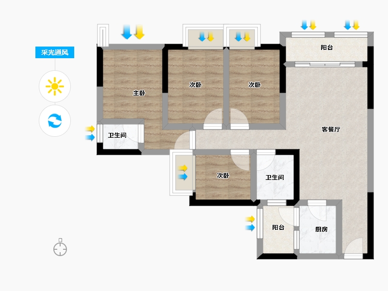 重庆-重庆市-高铁景苑-105.27-户型库-采光通风