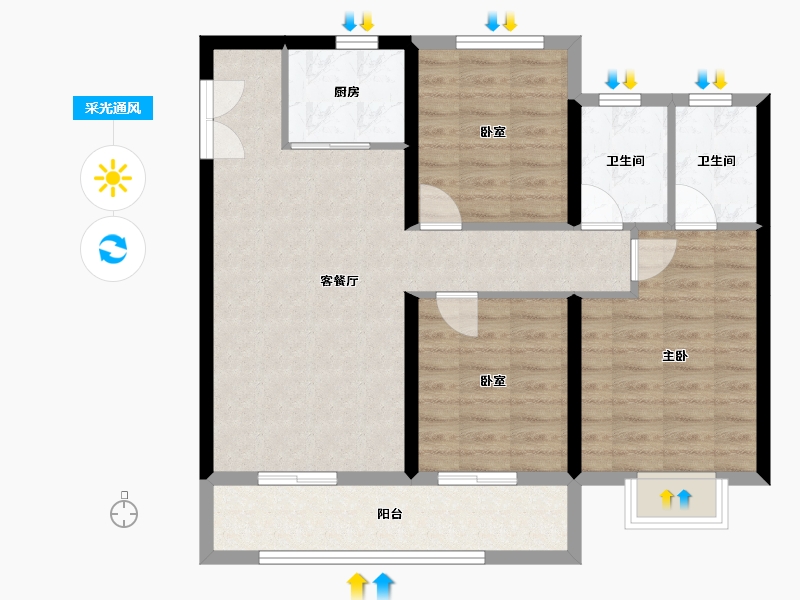 浙江省-温州市-融悦景园-85.00-户型库-采光通风