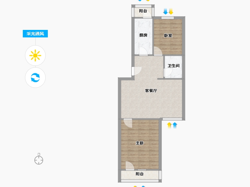 北京-北京市-艺苑小区东里-69.00-户型库-采光通风