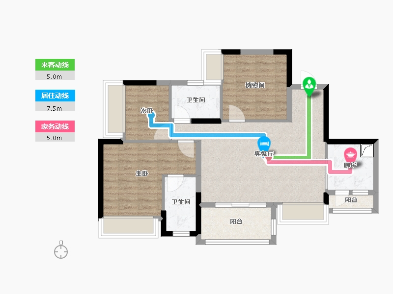 重庆-重庆市-万科森林公园-82.00-户型库-动静线