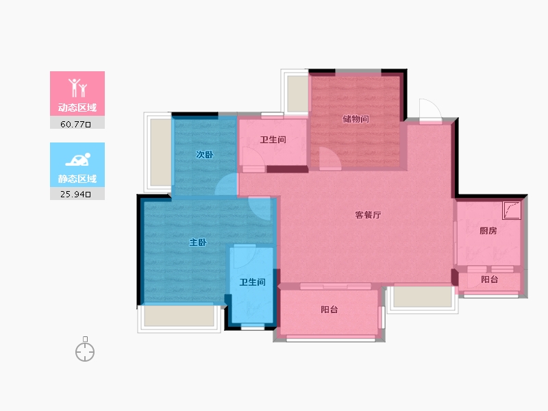 重庆-重庆市-万科森林公园-82.00-户型库-动静分区