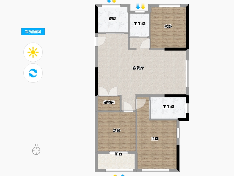 浙江省-丽水市-旭山名邸-106.11-户型库-采光通风