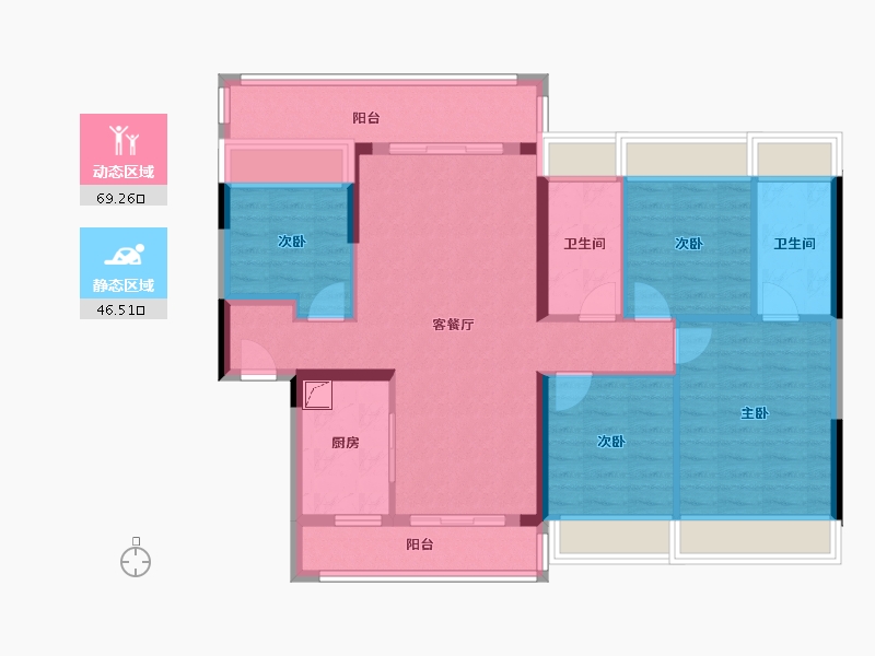 广东省-云浮市-筠城美丽泷江-103.00-户型库-动静分区