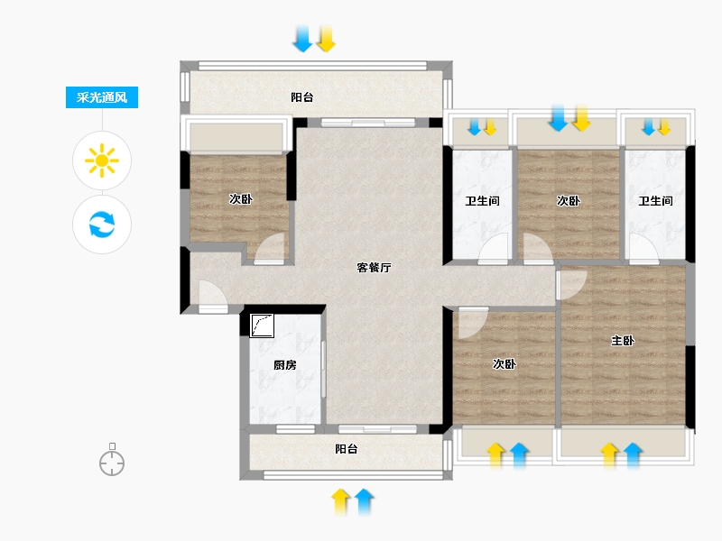 广东省-云浮市-筠城美丽泷江-103.00-户型库-采光通风