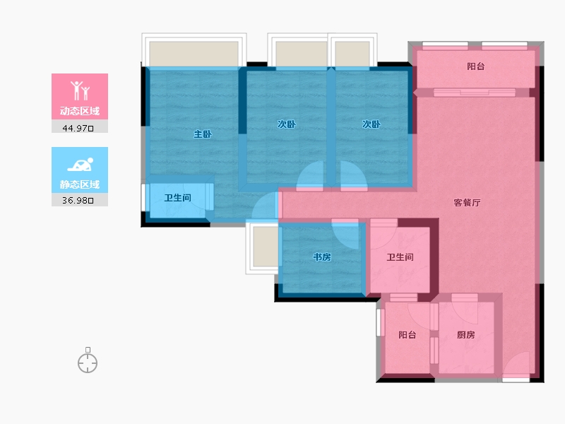 重庆-重庆市-高铁景苑-105.27-户型库-动静分区