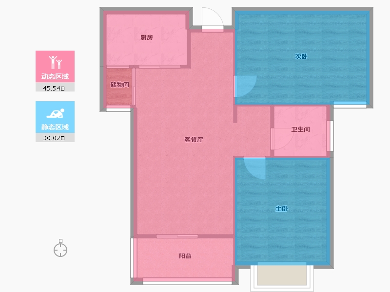 湖南省-长沙市-钰龙天下佳园-二期-68.55-户型库-动静分区