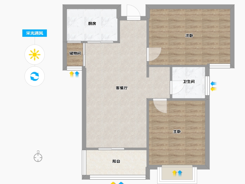 湖南省-长沙市-钰龙天下佳园-二期-68.55-户型库-采光通风