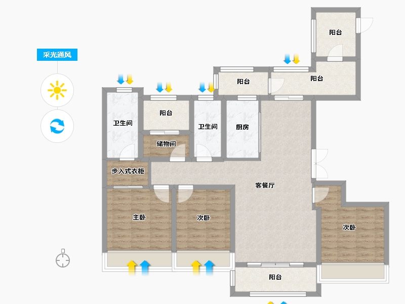 浙江省-舟山市-舟山·海港城-120.00-户型库-采光通风