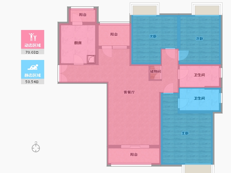 江苏省-泰州市-世纪家园桃源里-107.00-户型库-动静分区