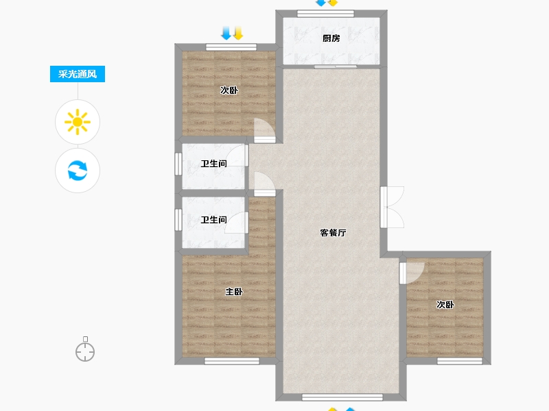 内蒙古自治区-通辽市-诚达龙庭御府-107.00-户型库-采光通风