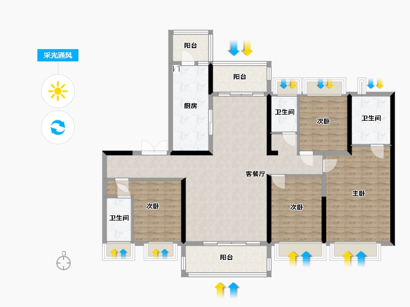 广东省-清远市-碧桂园山湖城-150.00-户型库-采光通风