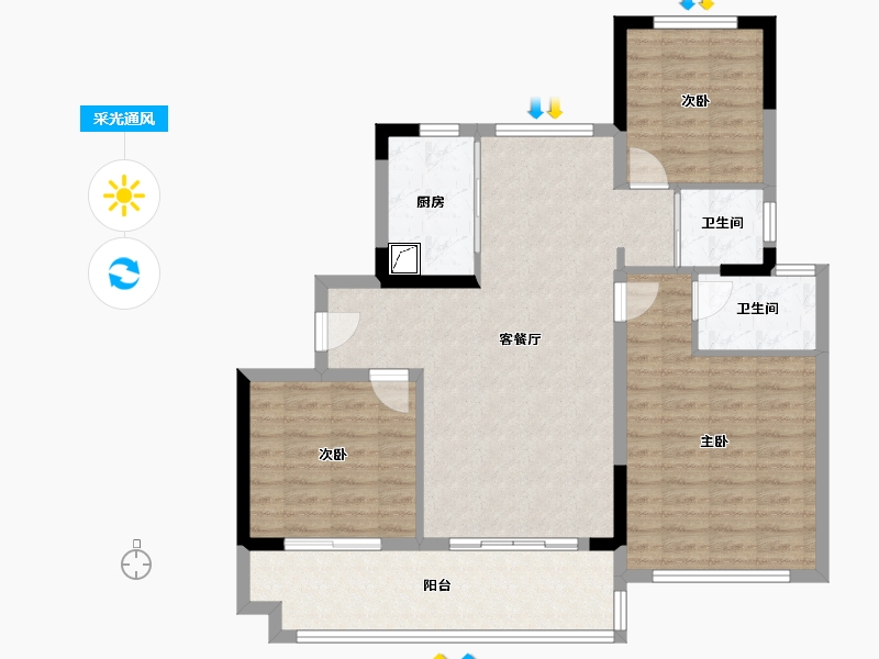 安徽省-淮北市-濉溪碧桂园-98.00-户型库-采光通风