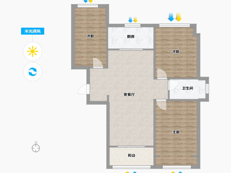 安徽省-合肥市-建业时光原著-87.00-户型库-采光通风