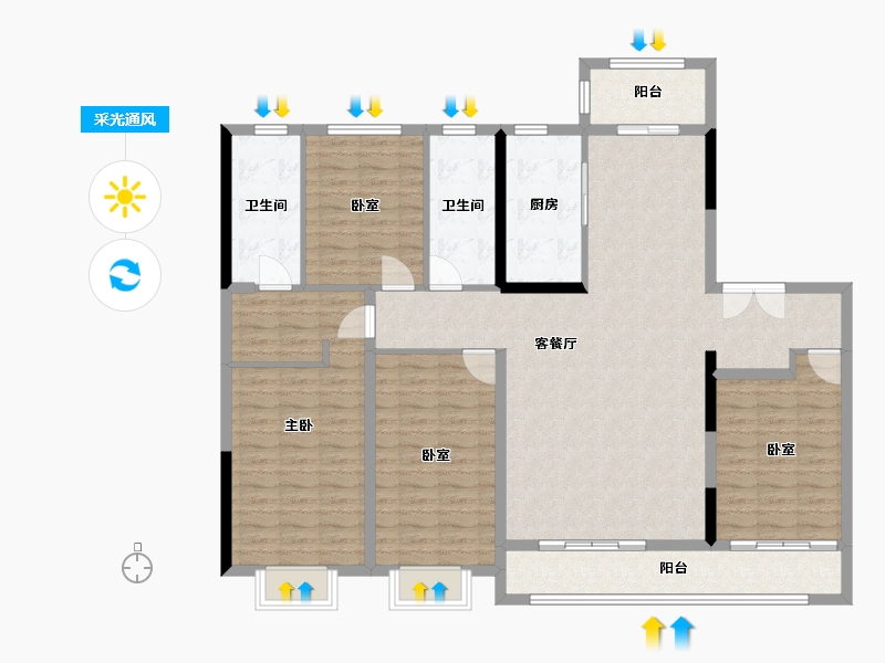 山东省-济南市-融创东山府-140.00-户型库-采光通风