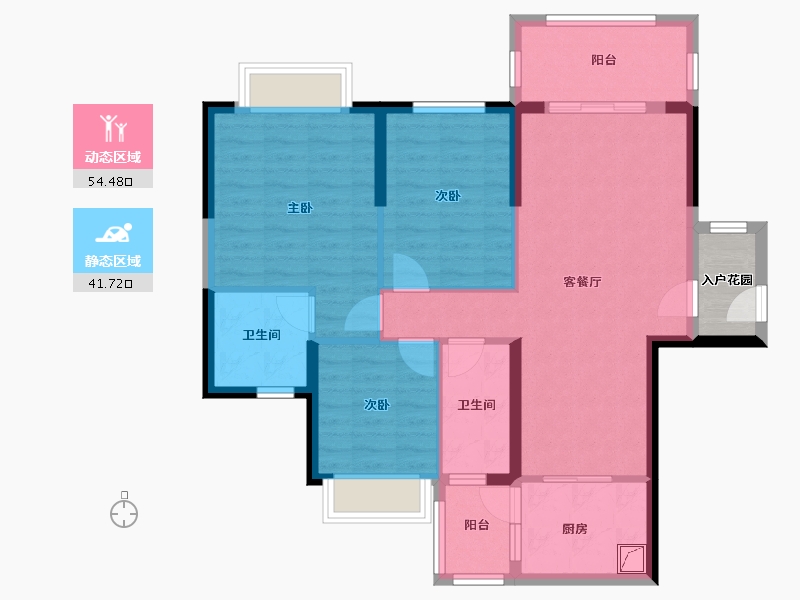 广东省-云浮市-泰德花园-89.78-户型库-动静分区