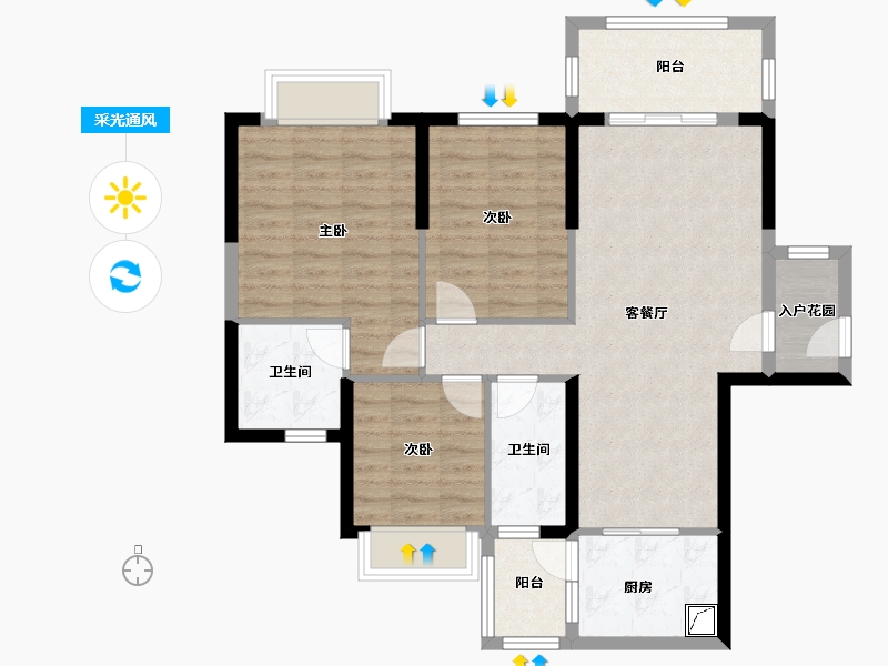 广东省-云浮市-泰德花园-89.78-户型库-采光通风