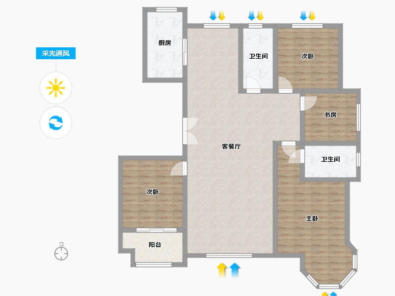 山东省-滨州市-九龙湖一号-144.00-户型库-采光通风