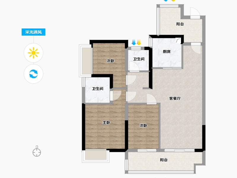 海南省-三亚市-保利碧桂园悦府-110.00-户型库-采光通风