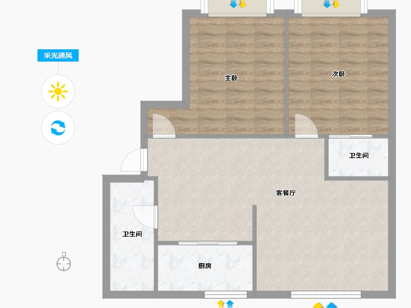 陕西省-西安市-百花明珠-78.00-户型库-采光通风