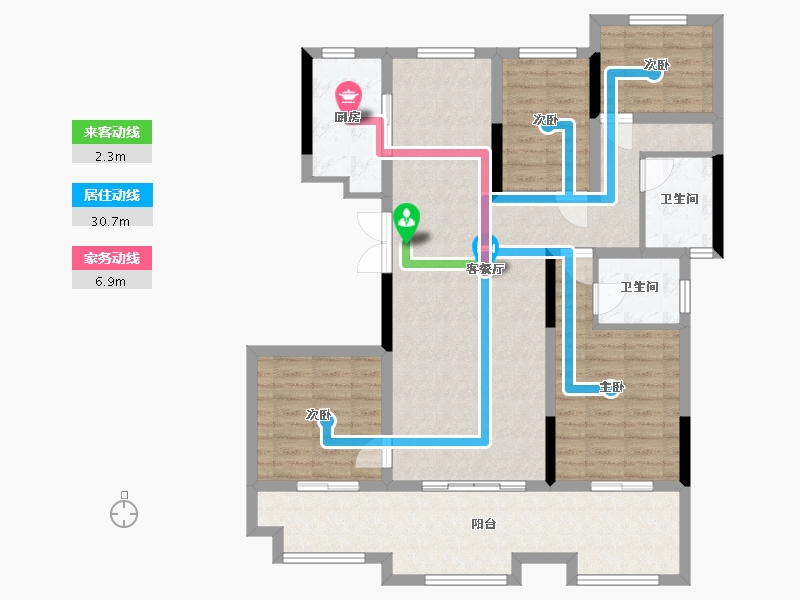 湖南省-湘潭市-湘潭市湾田九华湖壹号-107.52-户型库-动静线