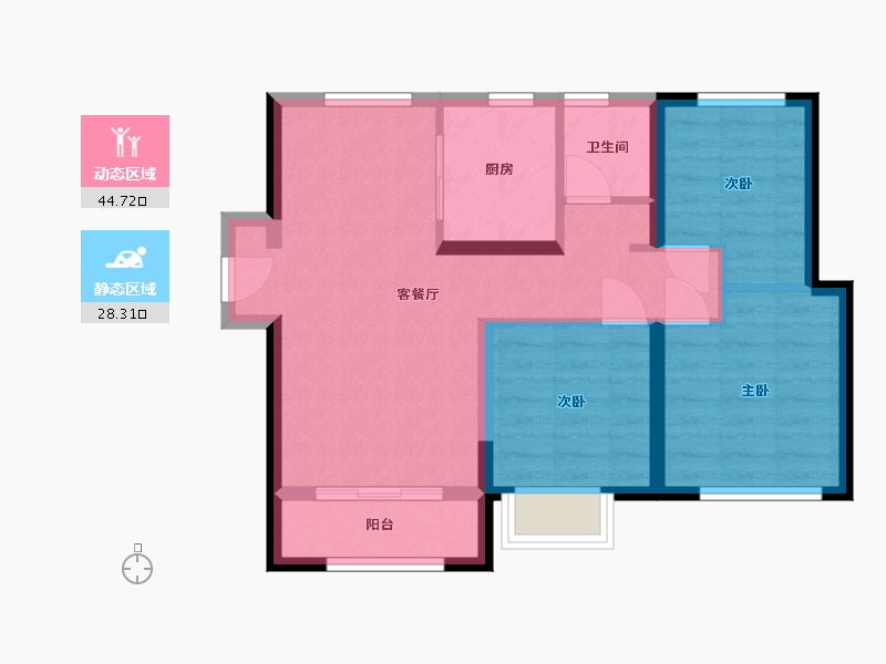 天津-天津市-鸿坤理想城-75.00-户型库-动静分区