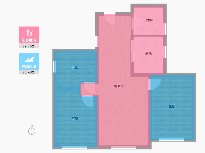 新疆维吾尔自治区-乌鲁木齐市-舒家苑-72.63-户型库-动静分区