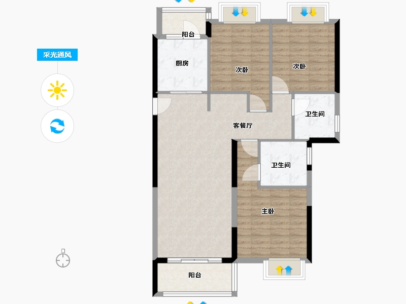 河南省-驻马店市-大地丽都-98.00-户型库-采光通风