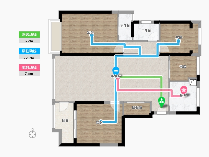 浙江省-宁波市-环球东方港城-106.00-户型库-动静线