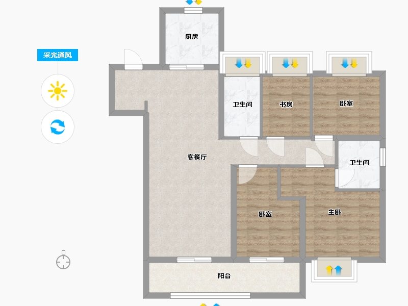 广东省-佛山市-招商悦府-130.00-户型库-采光通风