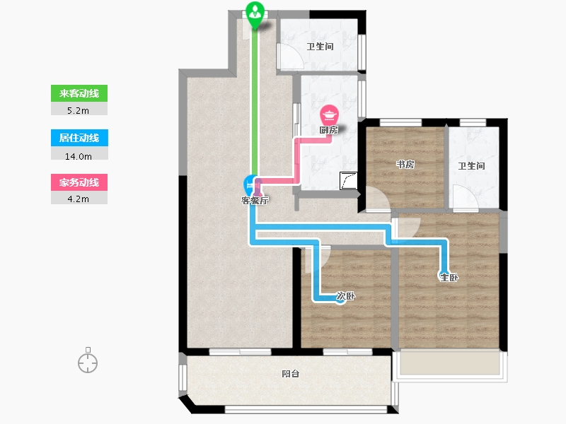 江苏省-苏州市-运河铂湾澜庭-90.00-户型库-动静线