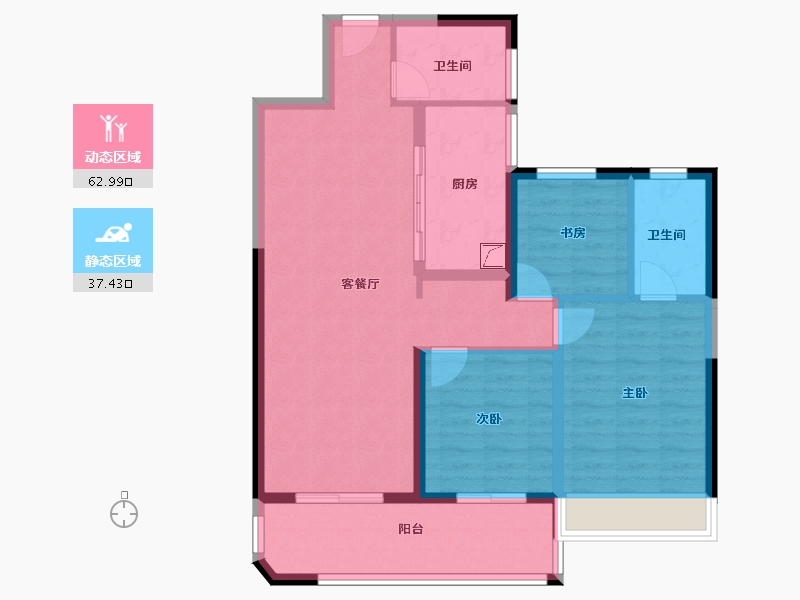 江苏省-苏州市-运河铂湾澜庭-90.00-户型库-动静分区