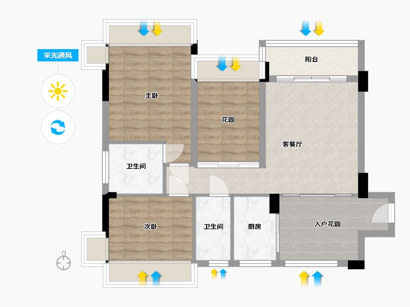 广东省-惠州市-风华丽都-89.00-户型库-采光通风