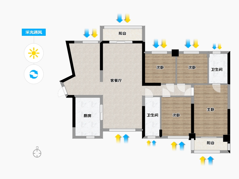 广东省-惠州市-惠阳星河丹堤-N区-110.00-户型库-采光通风